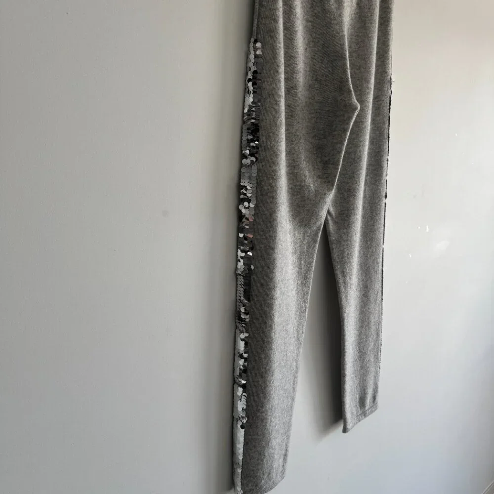 Qi Cashmere Women's Pants-Joggers Sequim sides in Gray, Size S - Picture 5 of 16